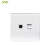 Import 1 Gang TV Socket + 1 Gang RJ45 LAN Outlet – White from chinese wholesale supplier and manufacturer