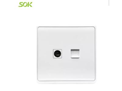 Import 1 Gang TV Socket + 1 Gang RJ45 LAN Outlet – White from chinese wholesale supplier and manufacturer