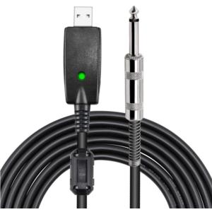 Import 10FT USB Guitar Cable -USB 2.0 Interface Male to 6.35mm 1/4″ Mono TS Male Electric Guitar Cable Studio Audio Cable Connector Cords Adapter for Instruments Recording Singing etc from chinese wholesale supplier and manufacturer