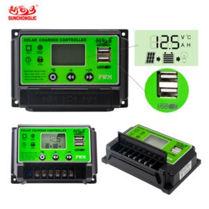 Import 12V/24V 20A PWM Solar Charge Controller with Double USB Output 5V 2A from chinese wholesale supplier and manufacturer