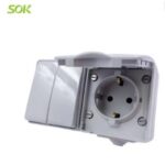 Import 2 Gang 2 Way Light Switch And Single Schuko Power Outlet from chinese wholesale supplier and manufacturer