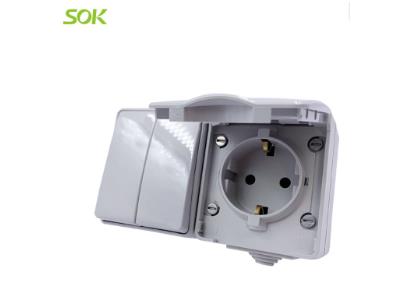 Import 2 Gang 2 Way Light Switch And Single Schuko Power Outlet from chinese wholesale supplier and manufacturer