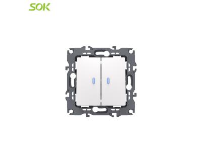 Import 2 Gang 2 Way Wall Switch with LED Indicator-Screwless Terminal from chinese wholesale supplier and manufacturer
