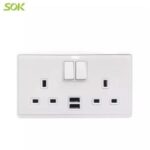 Import 2 Gang Switch 13A BS Power Outlet With USB from chinese wholesale supplier and manufacturer