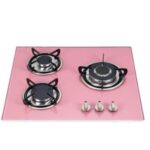 Import 3 burner pink color tempered glass built-in gas hob from chinese wholesale supplier and manufacturer