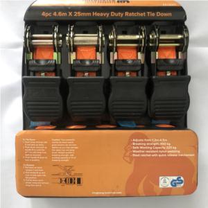 Import 4pc 4.6m*25mm Heavy Duty Ratchet Tie Down from chinese wholesale supplier and manufacturer