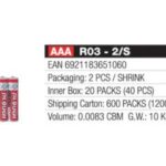 Import AAA R03-2/S from chinese wholesale supplier and manufacturer
