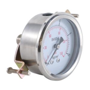 Import All S.S. Glycerine filled pressure gauge crimpled type back connection with U-Clamp 304 stainless steel case S.S. connection from chinese wholesale supplier and manufacturer