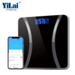 Import Black color TUYA WIFI SCALE blue backlit display 180KG capacity smart body fat scale from chinese wholesale supplier and manufacturer