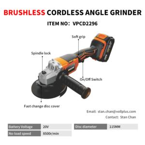 Import Brushless Cordless Angle Grinder from chinese wholesale supplier and manufacturer