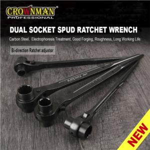 Import CROWNMAN Good Quality Dual Socket Spud Ratchet Wrench For Scaffolding Construction from chinese wholesale supplier and manufacturer