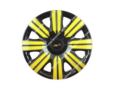 Import Factory Price Neon Plastic car center wheel cover rims, Black and yellow auto hubcaps from chinese wholesale supplier and manufacturer