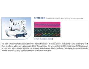 Import GEM1826 2-needle 4-point(3-step) zigzag picoting machine from chinese wholesale supplier and manufacturer