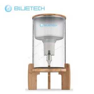 Import Glass water filter can with stainless steel spigot with bamboo lid and base from chinese wholesale supplier and manufacturer