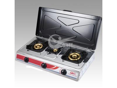 Import High quality 3 burner stainless steel gas stove with cover from chinese wholesale supplier and manufacturer