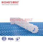 Import HONGSBELT HS-2000A plate top turning modular plastic conveyor belt with fixed inner radius from chinese wholesale supplier and manufacturer