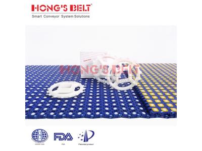 Import HONGSBELT HS-2800C Roller top modular plastic conveyor belt for light duty sorting from chinese wholesale supplier and manufacturer