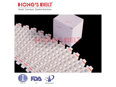 Import HONGSBELT HS-300B-PLUS-EL Curved modular plastic conveyor belt for inclined conveyor from chinese wholesale supplier and manufacturer