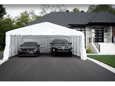 Import Hot galvanized steel structure with PE fabric cover car shelter for 2 car parking from chinese wholesale supplier and manufacturer