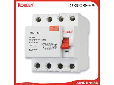 Import Korlen Residual Current Circuit Breaker RCCB Knl1-63 (F360 Series) with Ce CB 3ka16A 25A 3 from chinese wholesale supplier and manufacturer
