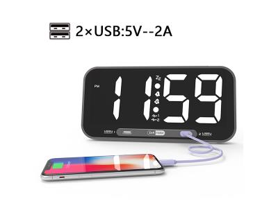 Import large alarm clock dual alarms 2USB charger ports adjustable dimmer night light from chinese wholesale supplier and manufacturer