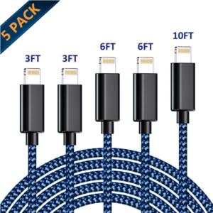 Import Lightning Cable MFi Certified iPhone Charger 5 Pack Charging USB Syncing Data Nylon Braided Compatible iPhone from chinese wholesale supplier and manufacturer