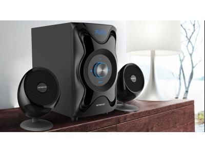 Import OEM 14W 2.1-ch computer speaker with USB/SD/Bluetooth/FM radio/remote home theater system from chinese wholesale supplier and manufacturer