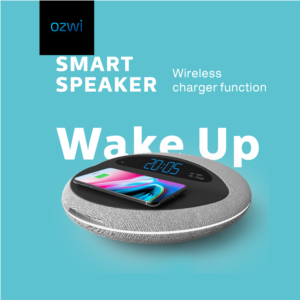 Import ozwi Smart wireless charging speaker WSP700 from chinese wholesale supplier and manufacturer
