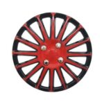 Import Plastic Black and red universal swift car wheel Center cover rims with stainless rings from chinese wholesale supplier and manufacturer