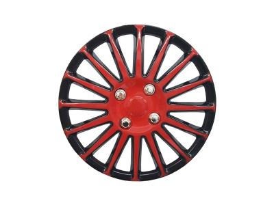Import Plastic Black and red universal swift car wheel Center cover rims with stainless rings from chinese wholesale supplier and manufacturer