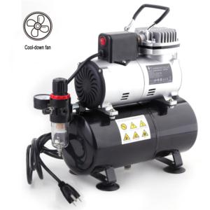 Import Professional Upgraded Piston Airbrush Compressor with Motor Cool Down Fan ABPST08 Oil-Less Quiet Airbrush Compressor with 3L Tank from chinese wholesale supplier and manufacturer