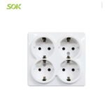 Import Quadriple Schuko Outlet with Shutter (Surface Mounted) from chinese wholesale supplier and manufacturer