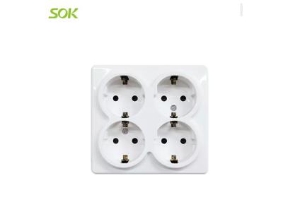 Import Quadriple Schuko Outlet with Shutter (Surface Mounted) from chinese wholesale supplier and manufacturer