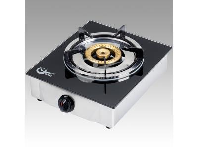 Import Single burner tempered glass brass cap ABS knob gas stove from chinese wholesale supplier and manufacturer