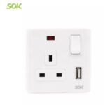 Import Single D/P Switched 13A BS Power Outlet With Neon & USB from chinese wholesale supplier and manufacturer