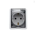 Import Single Schuko Power outlet with shutter (Surface Mounted) IP44 from chinese wholesale supplier and manufacturer