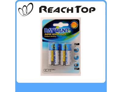 Import super heavy duty R14 um2 size C 1.5v aluminum foil jacket dry batteries cell from chinese wholesale supplier and manufacturer