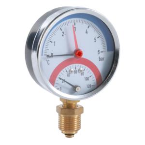 Import Thermomanometer black steel case bottom mount brass connection from chinese wholesale supplier and manufacturer