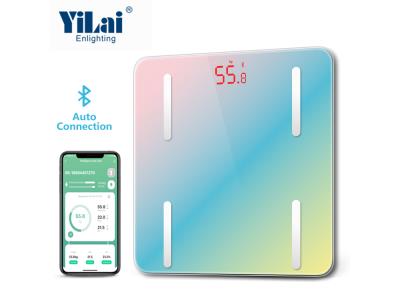 Import Tuya smart bluetooth scale 180kg rainbow design with red LED display body fat scale from chinese wholesale supplier and manufacturer