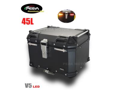 Import V5-2 Motorcycle Aluminum Box with LED Winker 45L Top Case Side Pannier Scooter Rear Trunk from chinese wholesale supplier and manufacturer