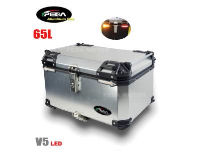 Import V5-3 Motorcycle Aluminum Box with LED Winker 65L Top Case Side Pannier Scooter Rear Trunk from chinese wholesale supplier and manufacturer