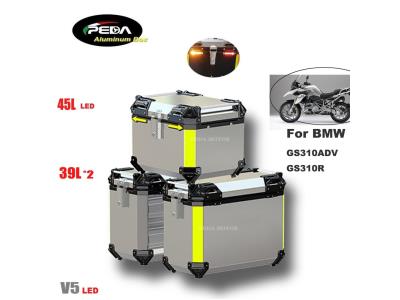 Import V5-33 Motorcycle Aluminum Box LED 45L Top Case 39L Side Panniers For BMW GS310ADV GS310R from chinese wholesale supplier and manufacturer