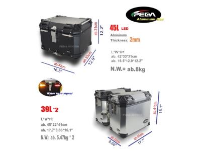 Import V5-6 Motorcycle Aluminum Box with LED Winker 45L 39L Top Case Side Pannier Scooter Rear from chinese wholesale supplier and manufacturer