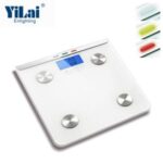 Import Yilai digital scale with blue backlight 319*319mm 3 colors indication smart body fat scale from chinese wholesale supplier and manufacturer