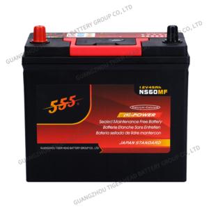 Import 555 Brand NS60MF 12V45AH Car Lead Acid Battery from chinese wholesale supplier and manufacturer