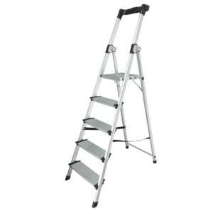 Import Aluminium 5 step household ladder with work tray from chinese wholesale supplier and manufacturer