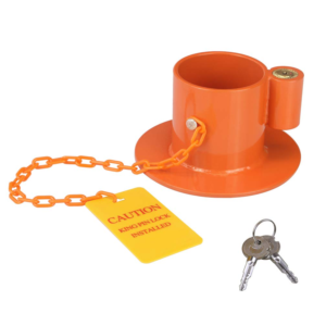 Import ENJOIN Heavy Duty Steel Kingpin Lock 5Th Wheel Trailer Lock King Pin Orange Lock with Bright Yellow Caution Tag from chinese wholesale supplier and manufacturer