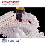 Import HONGSBELT HS-300B-PLUS-EL Curved modular plastic conveyor belt for inclined conveyor from chinese wholesale supplier and manufacturer