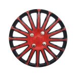 Import Plastic Black and red universal swift car wheel Center cover rims with stainless rings from chinese wholesale supplier and manufacturer