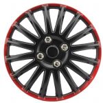 Import Plastic Black and red universal swift car wheel Center cover rims with stainless rings from chinese wholesale supplier and manufacturer